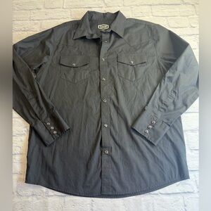 Gibson Trading Co. Black Button-Up Country Western Shirt w/Pearl Snaps. Size L.